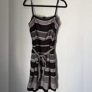 Gap Black White Striped Tie Waist Summer Sundress Size M Spaghetti Strap